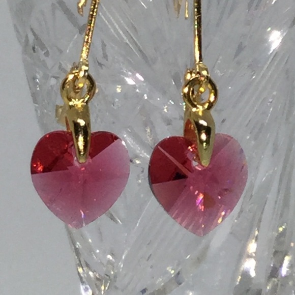 Jewelry - Swarovski Crystal Heart Dangle Earrings